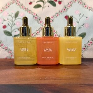 Sand + Fog Eau De Parfum Oil Lot of 3 Lemon Sugar Peach Bellini Banana Cream 1.7